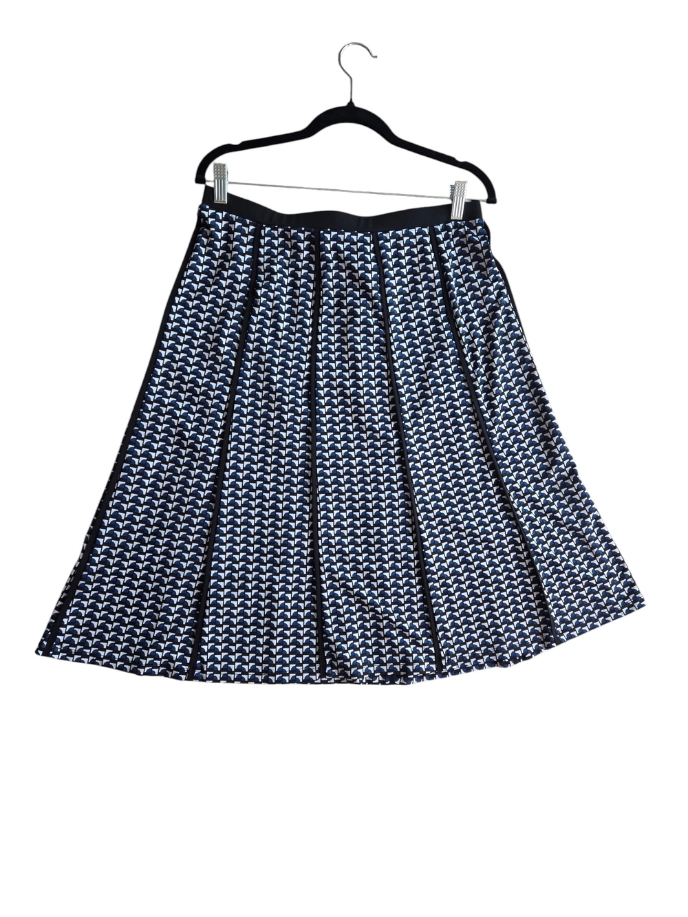 Women's Navy Patterned A-Line Skirt SZ M